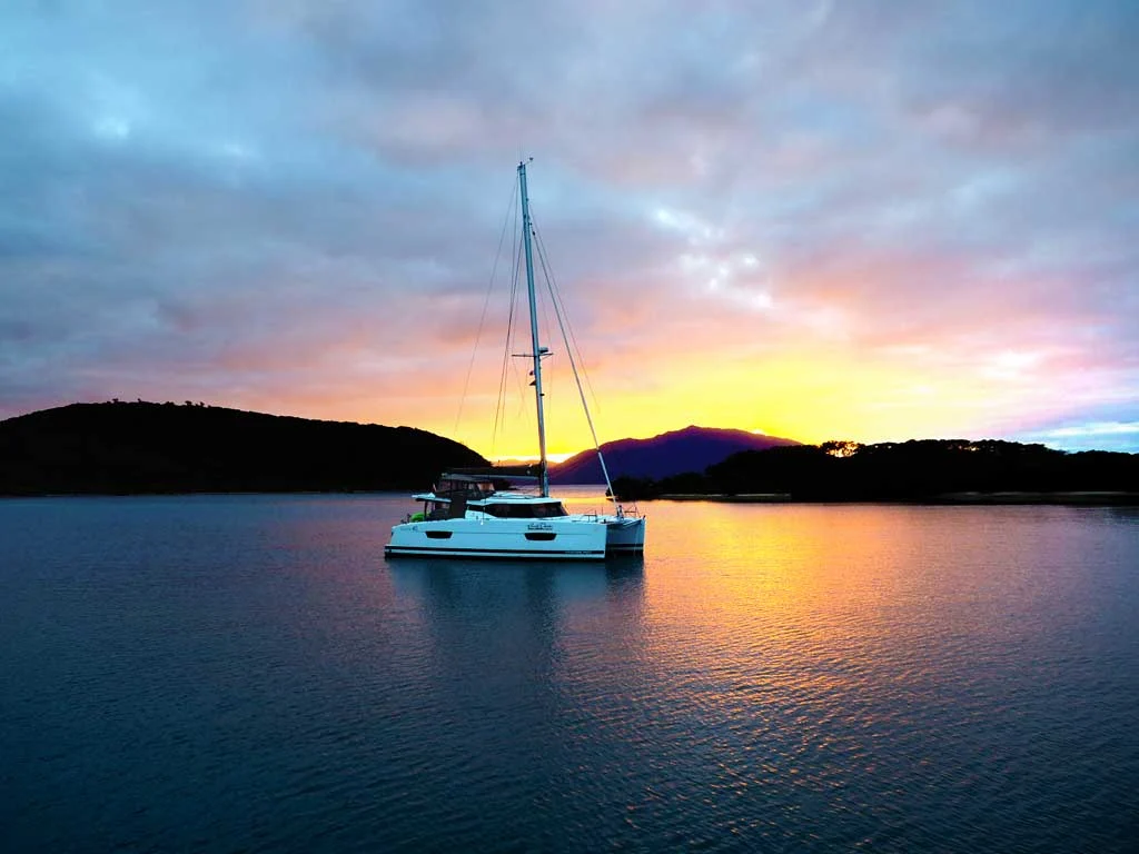 Sandy Cheeks sailing catamaran on Moreton Bay